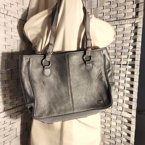 Womens Gray 2 Tone The SAK Shoulder Bag Leather